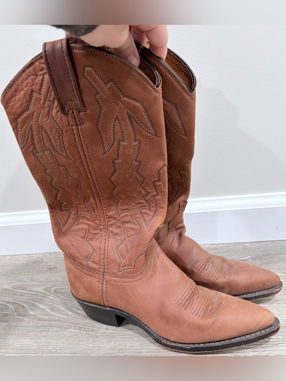 Dan Post Tan Leather Western Heeled Boots